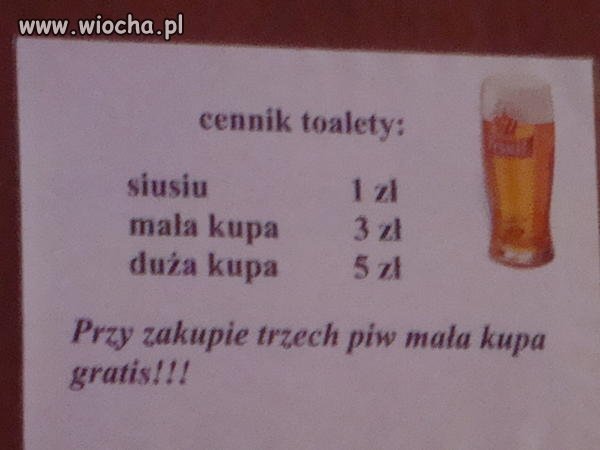 Do każdego piwa masz cennik 