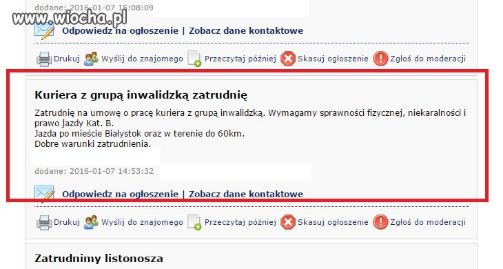 Kurier z grupą inwalidzką