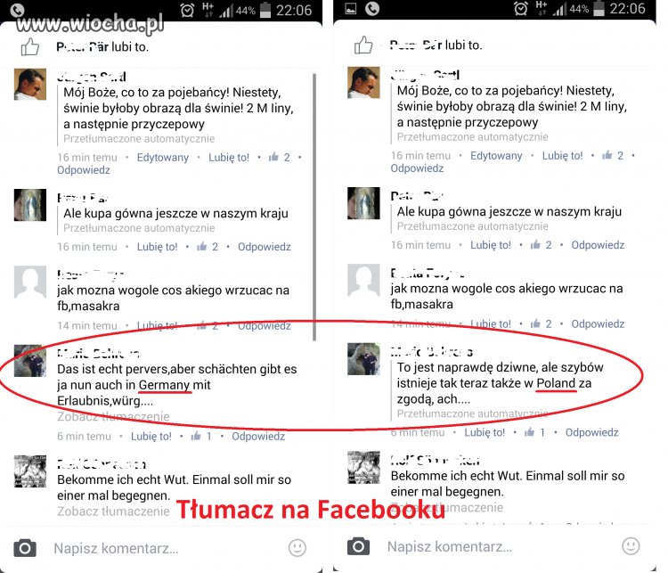 Automatyczny wieś-tłumacz Facebook