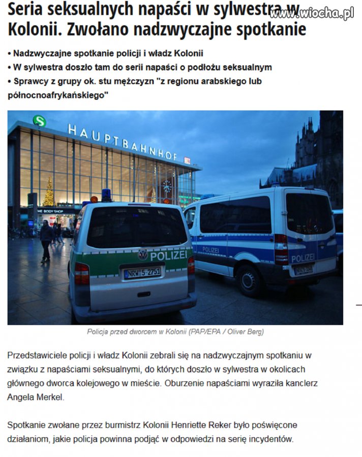 Niemcy rok 2016 seria 100 gwałtów na Niemkach.