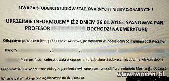Uwaga studenci.
