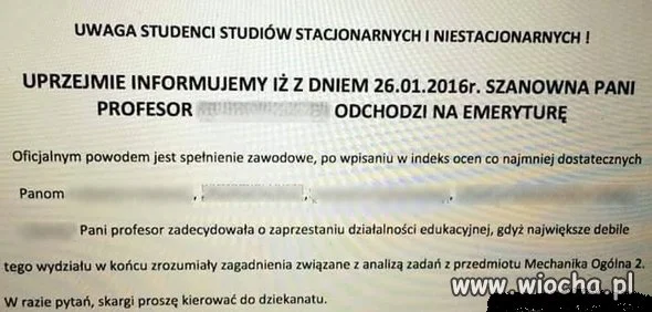 Uwaga studenci.