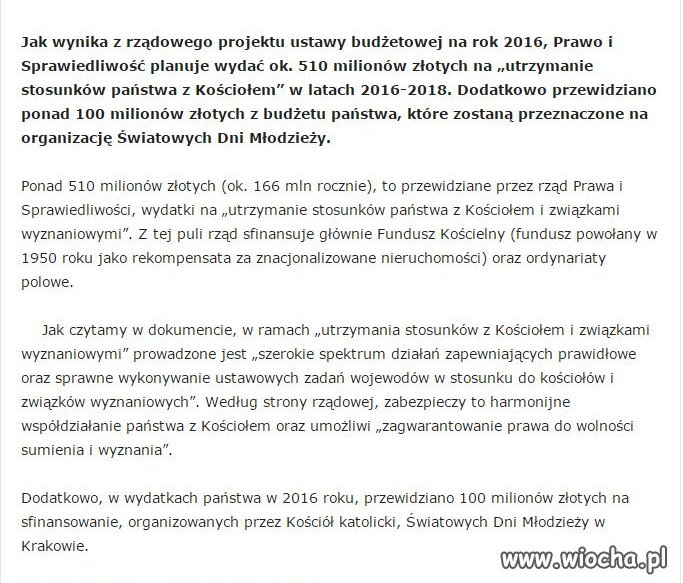 500 mln. na Kościół
