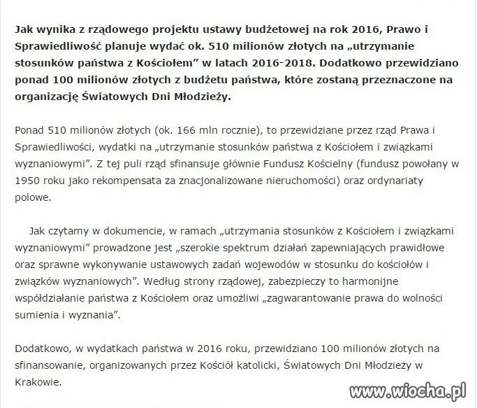500 mln. na Kościół