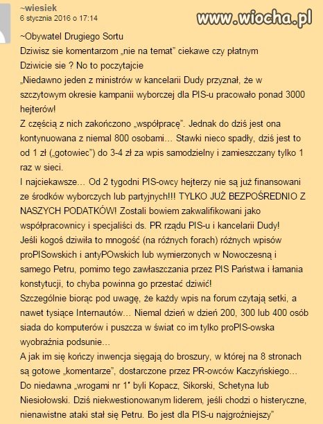 Kto bierze kasę za wpisy niech minusuje