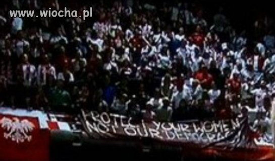 Mocny transparent na meczu Polska-Niemcy. 