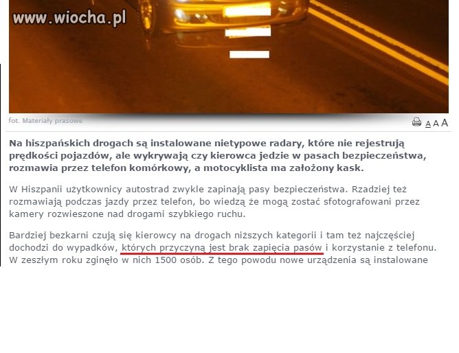 Brak zapiętych pasów przyczyną wypadków