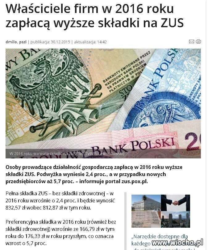 Składki ZUS znowu w górę