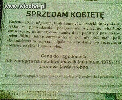 Sprzedam kobiete