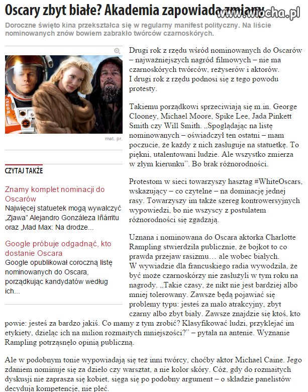 Może zacząć dawać Oskary za samo bycie murzynem?