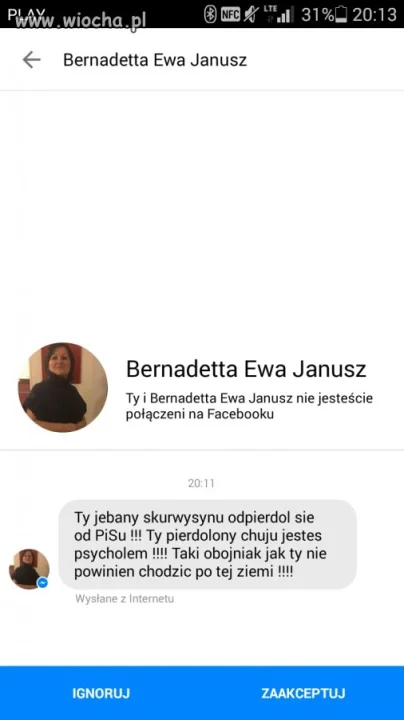 Właśnie parę minut temu dostałem taką wiadomość