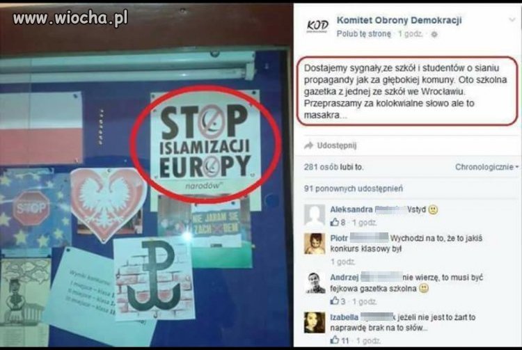 Masakra co za wstrętny napis.