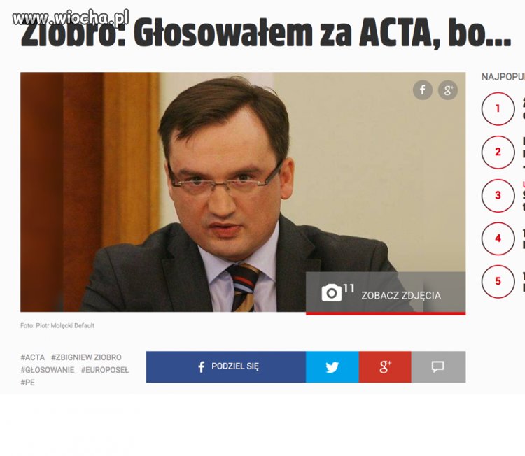 Dziękujemy..Szkoda że w Obietnicach ACTA 