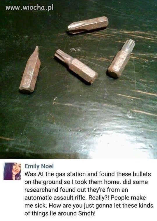 Emily znalazła pociski na stacji benzynowej 