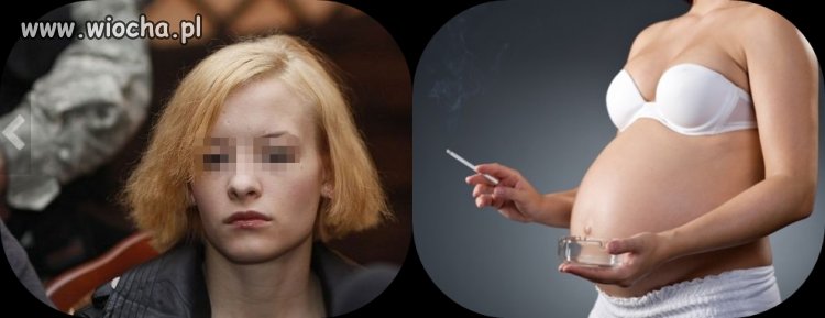 Kobieta w ciąży paląca papierosy  