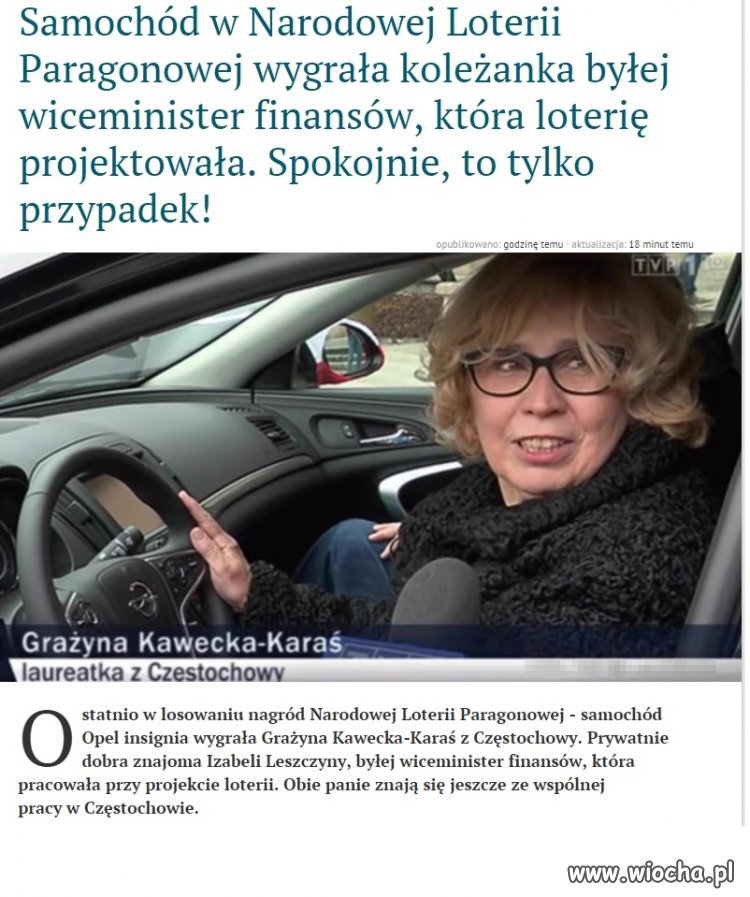 Loteria paragonowa samochód wygrała koleżanka.