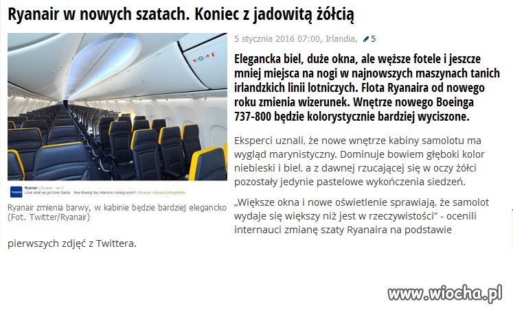 Jeszcze węższe fotele i mniej miejsca na nogi.