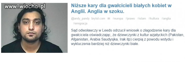 Gwałt na białej kobiecie mniejszym złem w UK !