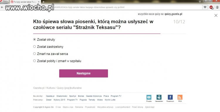 Jedno z pytań w quizie dotyczącym seriali z lat 90