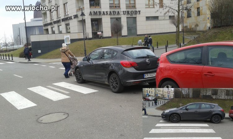 Wieśniak zaparkował na przejściu dla pieszych