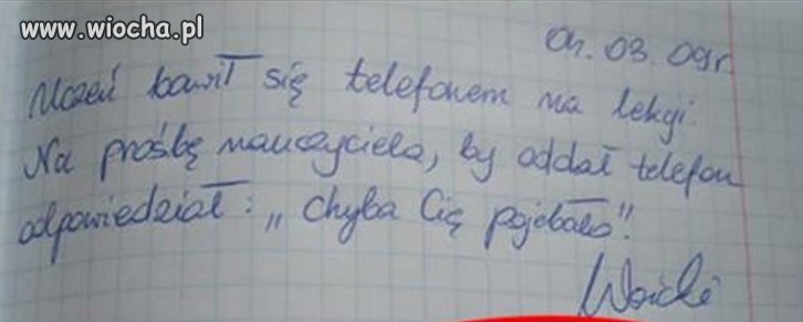 Kiedyś za taki tekst, strzał w łeb od nauczyciela