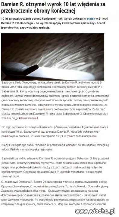 10 lat za obronę życia swojego i bliskich.