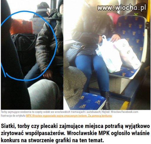 Zmęczone siatki, torby i plecaki.