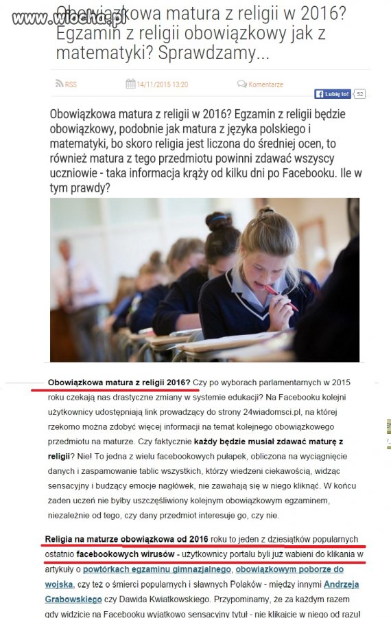 Obowiązkowa matura z religii?