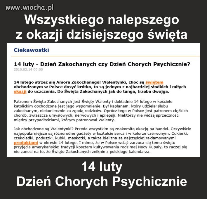 14 luty - Dzień Chorych Psychicznie