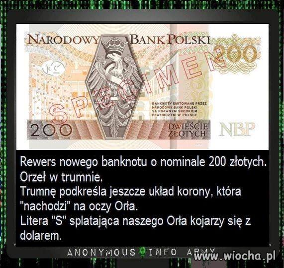 Polski banknot 200zł VS Anonimowi