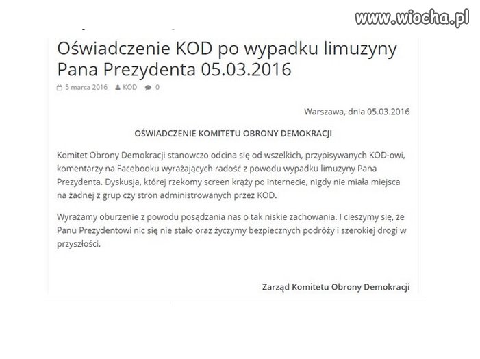 Oficjalne oświadczenie.