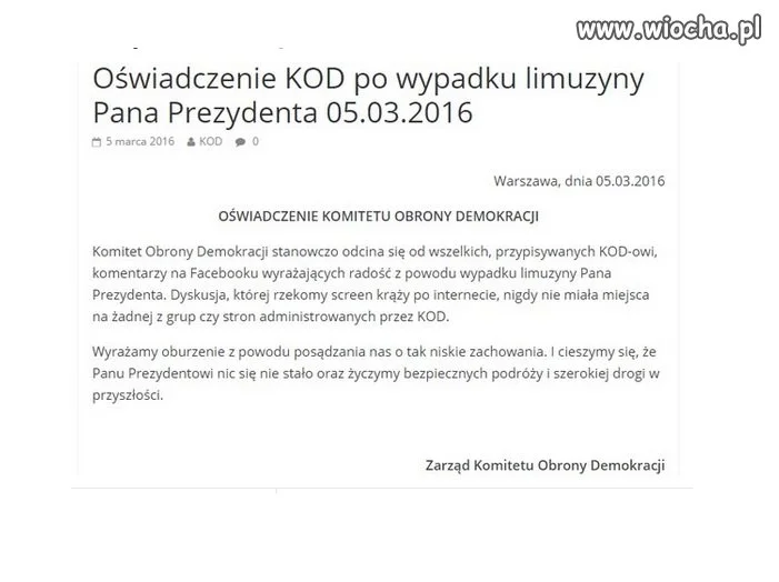 Oficjalne oświadczenie.
