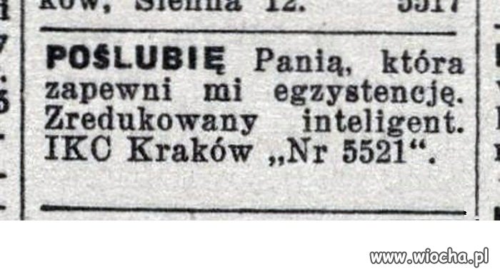 Ogłoszenie matrymonialne