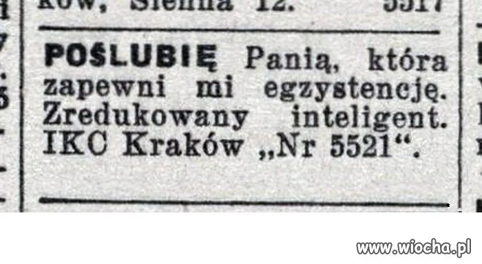 Ogłoszenie matrymonialne