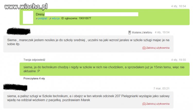 Kiedy sprzedaję dresy. 