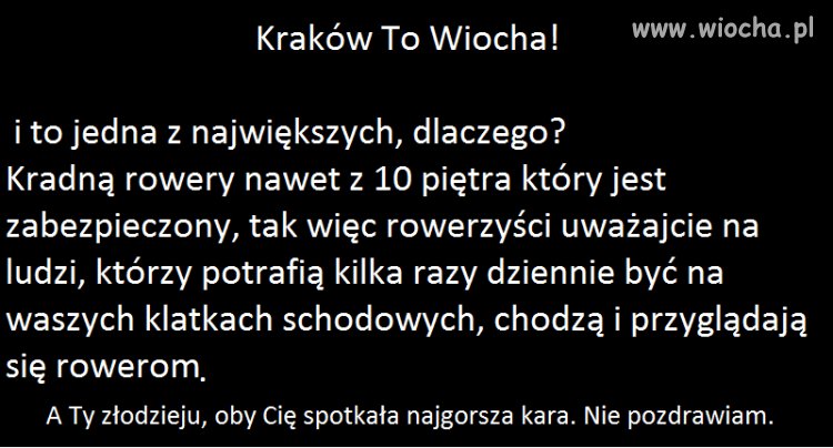 Kraków, Miasto w którym kradną rowery