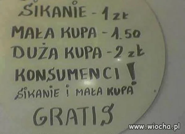 Cennik w barze