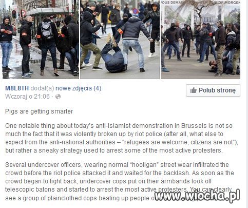 Policyjna prowokacja na marszu w Brukseli.