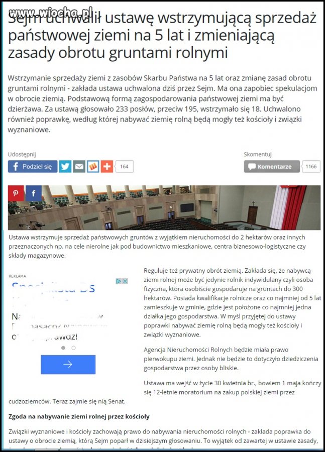Brawo pis!ja jako dziedziczący 20 ha pola, ale z 