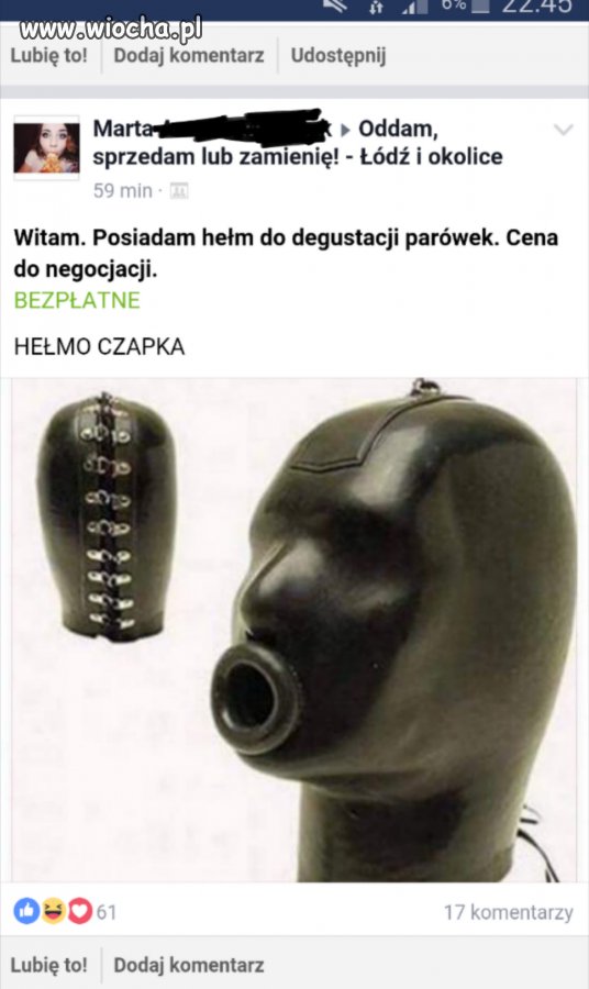 Hełm do degustacji parówek