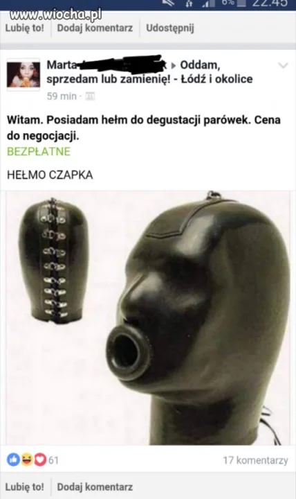 Hełm do degustacji parówek