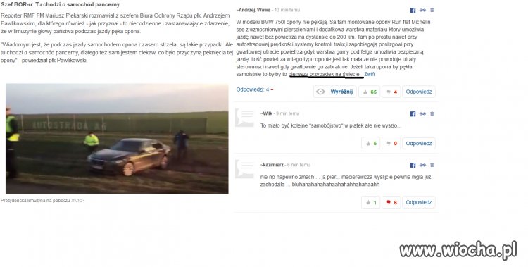 Wypadek limuzyny Dudy.W tym aucie opony nie pękają