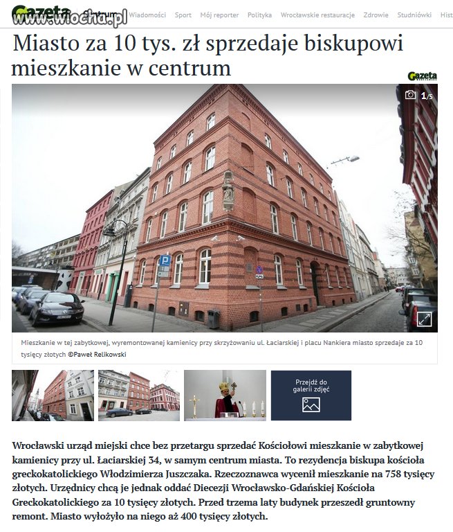 Miasto za grosze sprzedaje biskupowi chatę