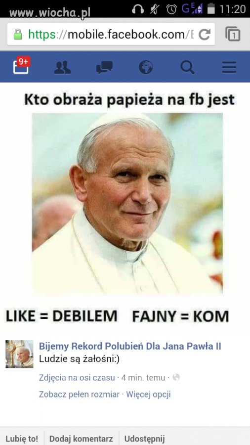 Kto obraża papieża na Fb... 