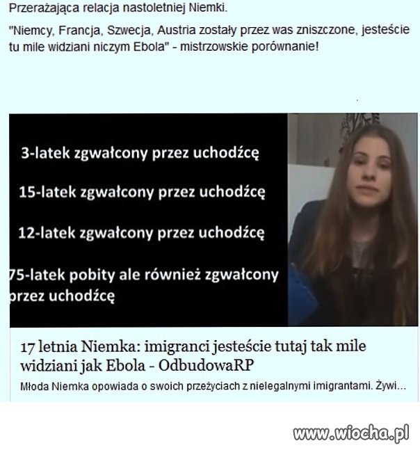 Imigranci islamscy mile widziani jak wirus Ebola. 