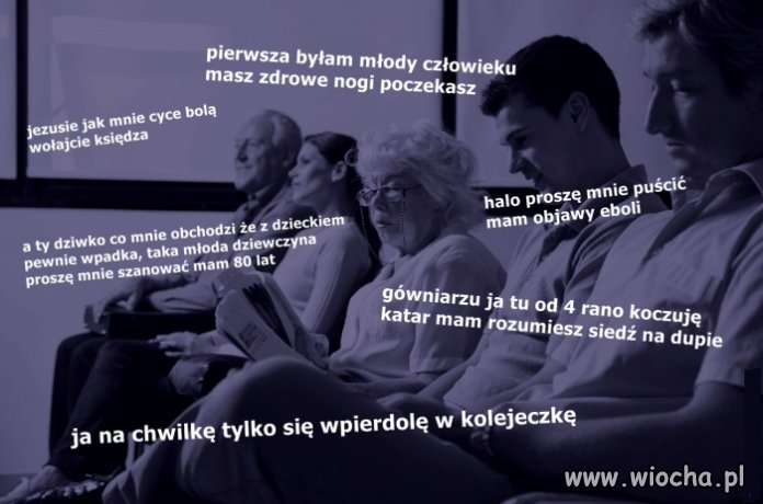 Emerytka w kolejce