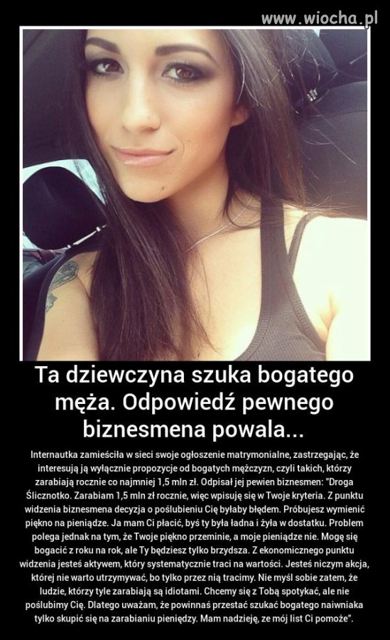 Poszukiwania bogatego męża.