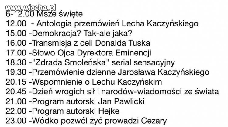 Program na niedzielę