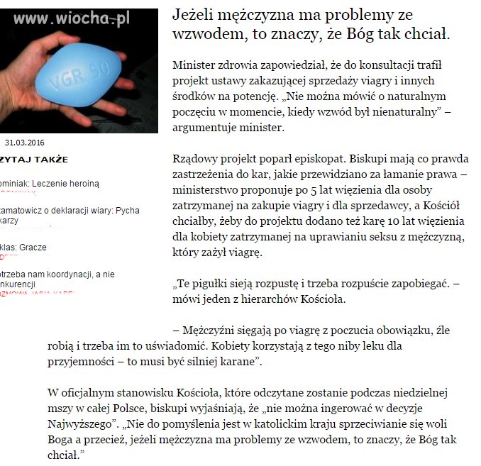 Najpierw pigułka "dzień po" teraz viagra
