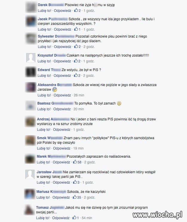 Komentarze faceburaków po info o